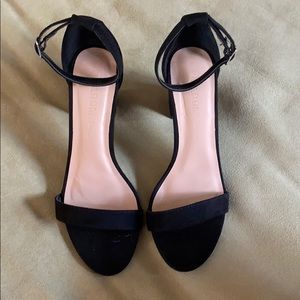 Wild Diva black suede open toed heels